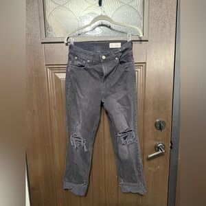 GAP Charcoal Distressed Cheeky Straight High Rise Jeans
